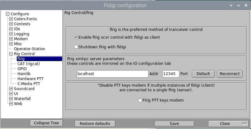 Flrig Settings