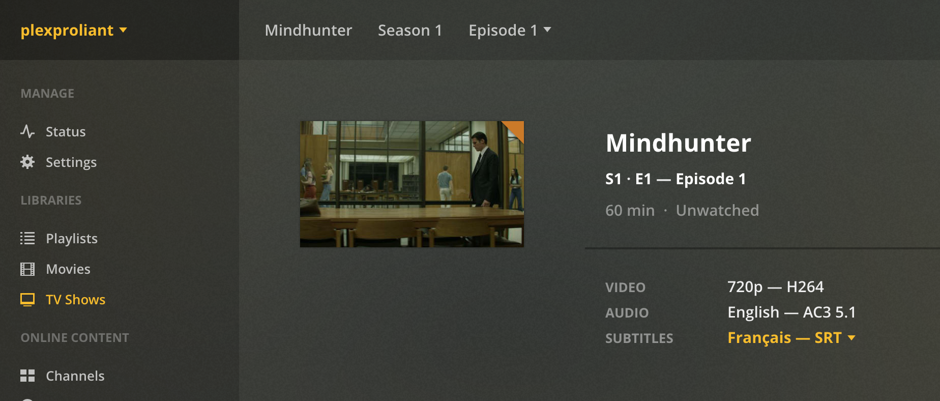 Episode landed in Plex