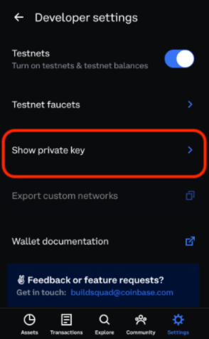 Show private key