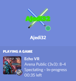 Screenshot of Discord Rich Presence with the Echo VR Tray Tool