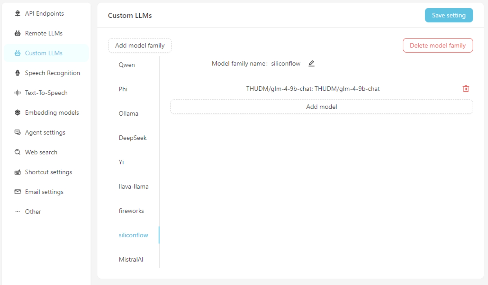 Custom LLM Settings