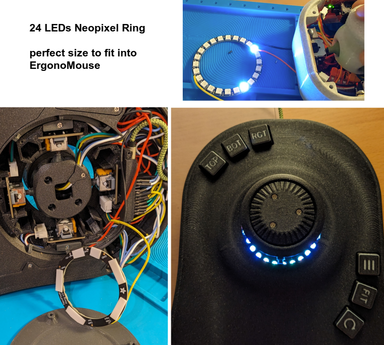 Overview of the spacemouse with neopixel led ring