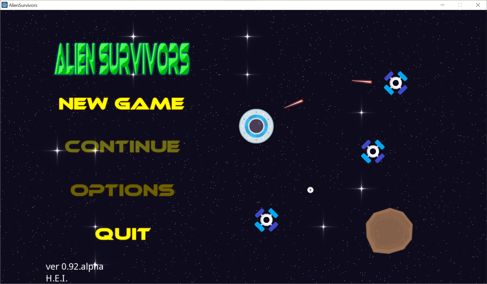 Alien Survivor v0.92-alpha Main Menu