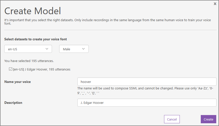 Create voice model