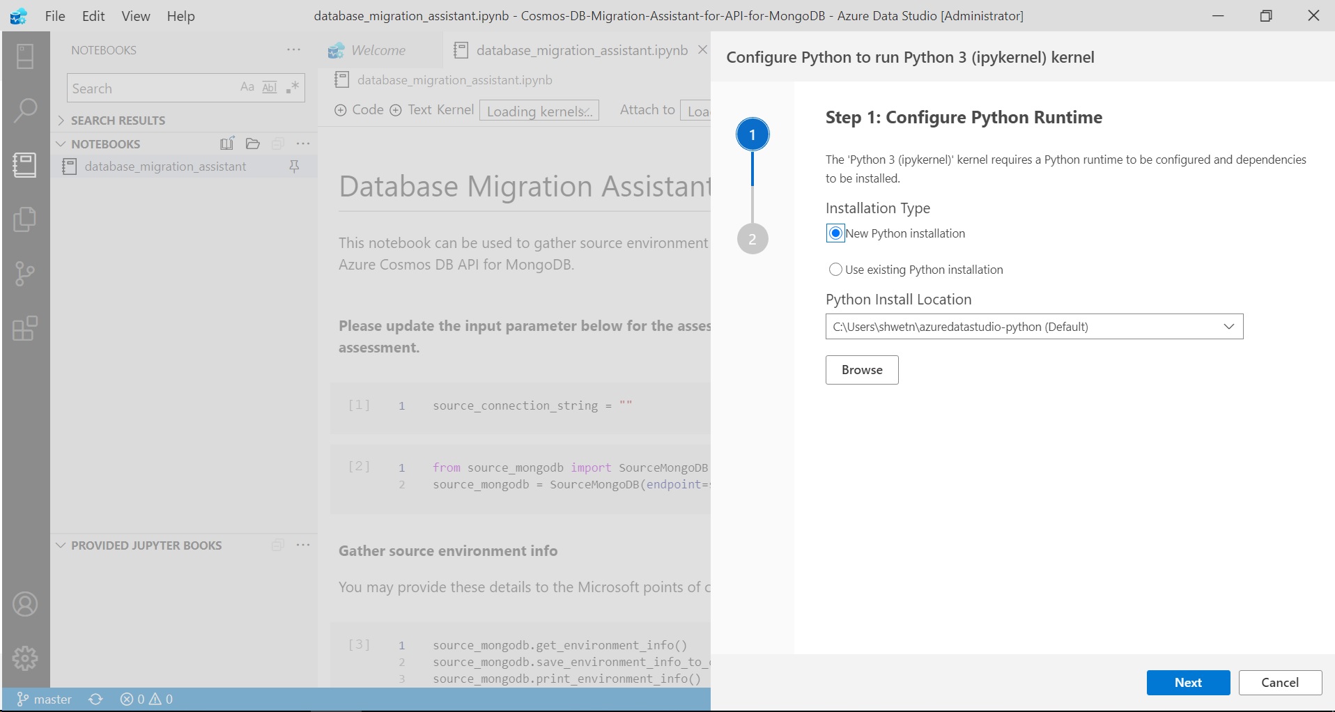 Select Python runtime