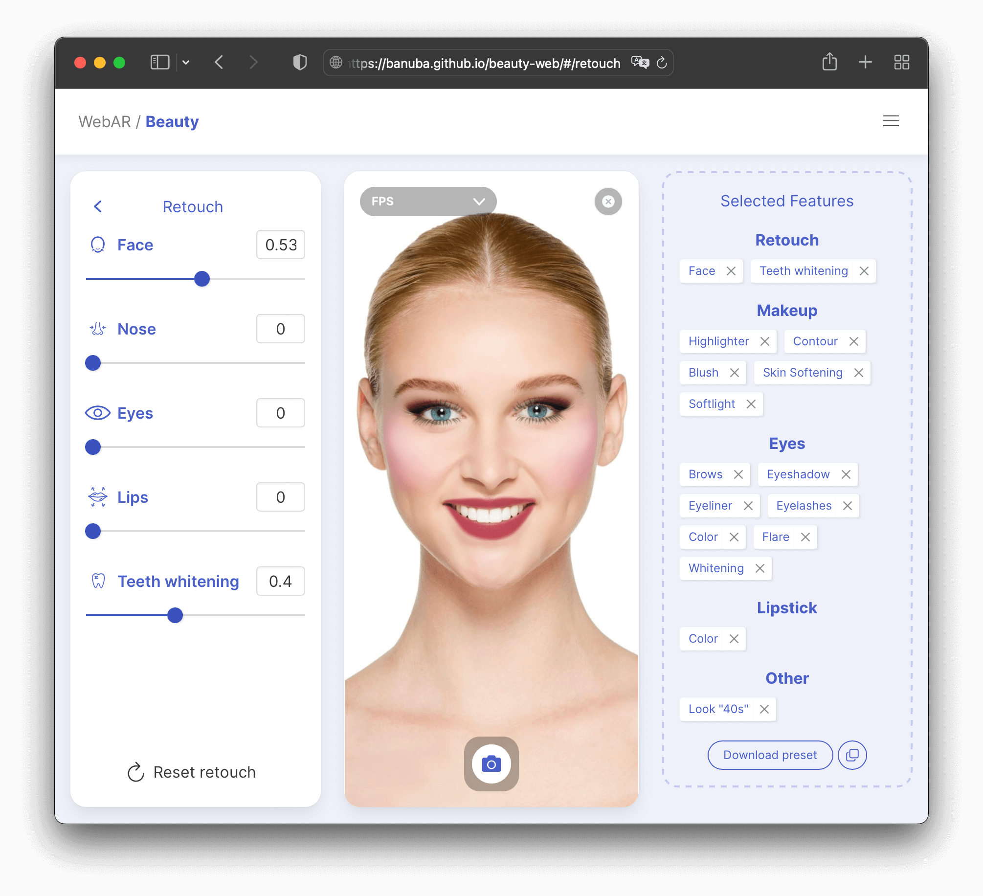 WebAR/Beauty preview