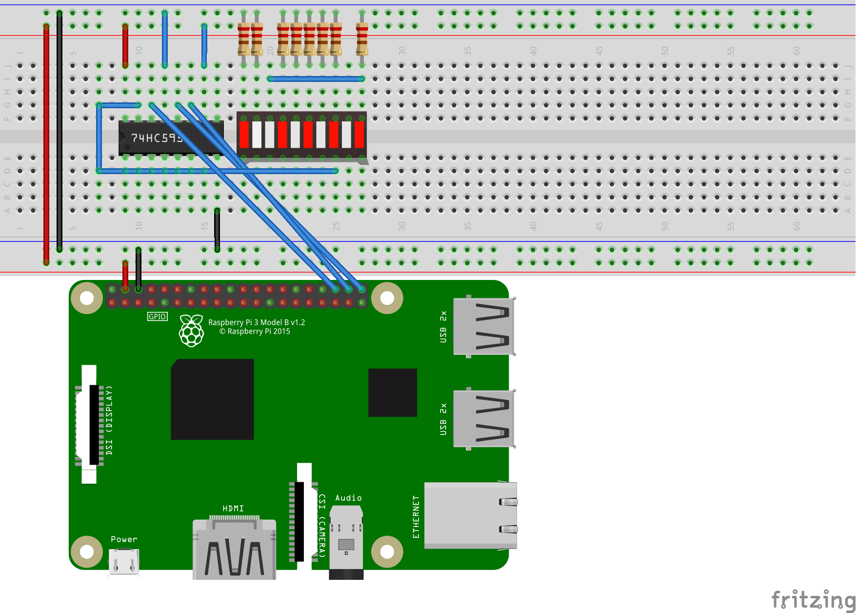 SN74HC595 Minimal pin mapping