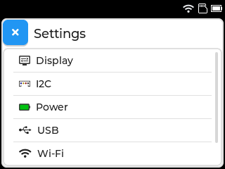 screenshot of settings app