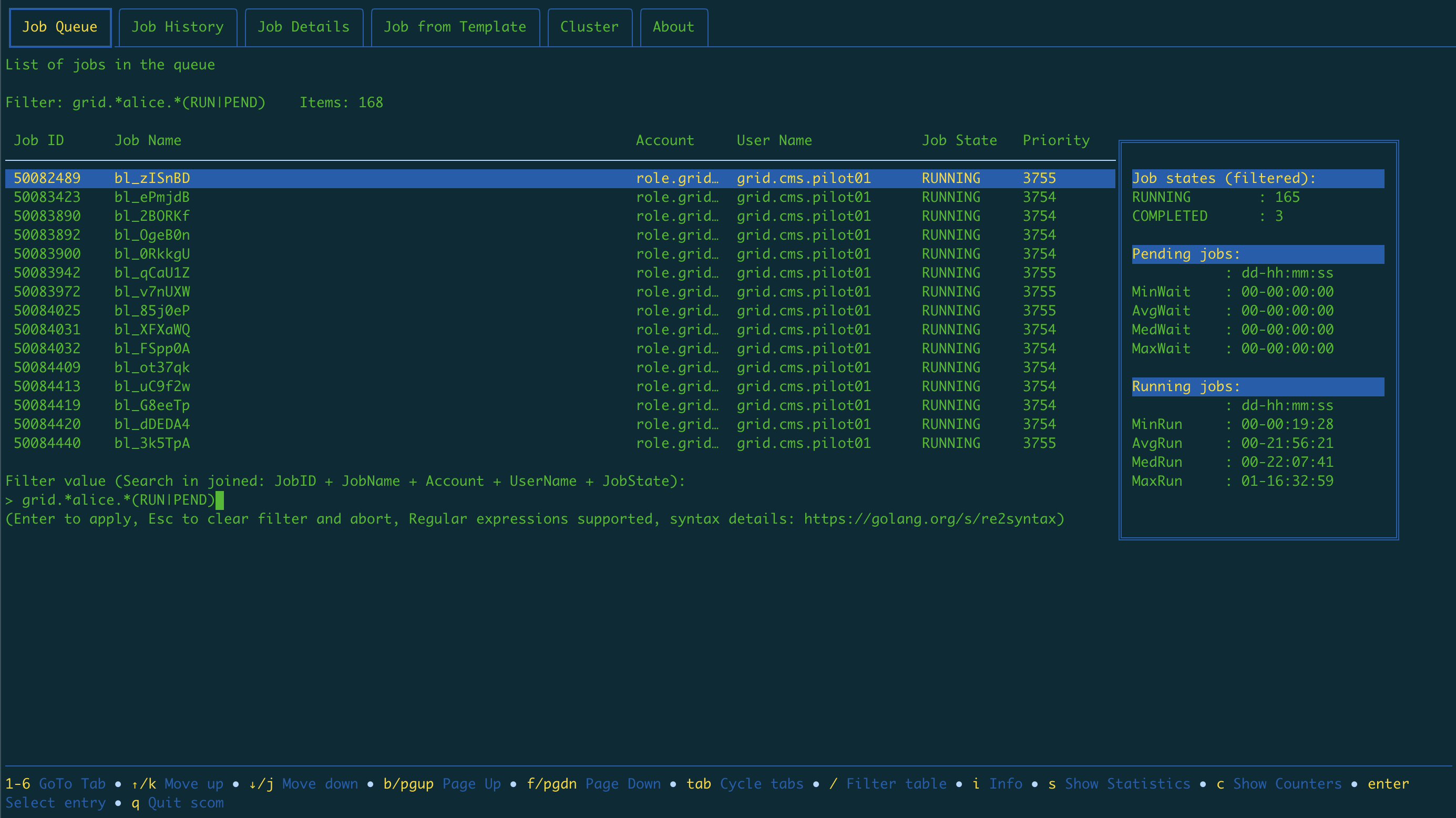 Job Queue filtering