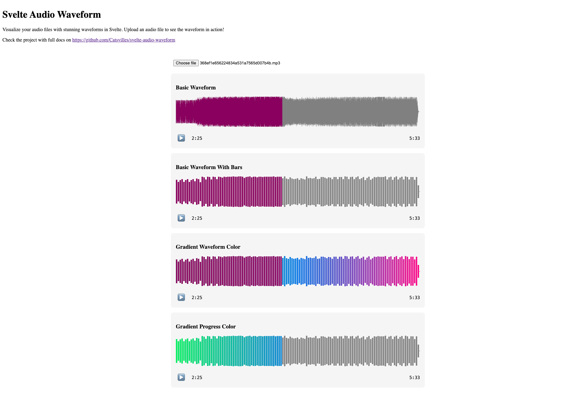 Svelte Audio Waveform Demo