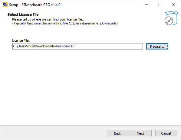 Locate your FSKneeboard PRO license file