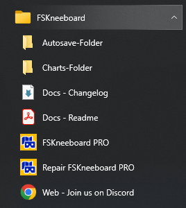 FSKneeboard Start Menu Items