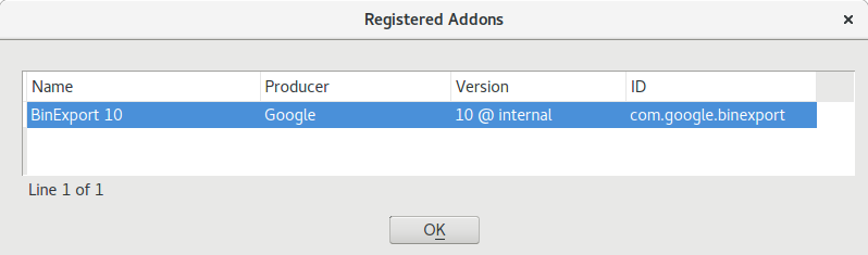 IDA addons dialog