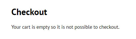 Checkout empty cart error message
