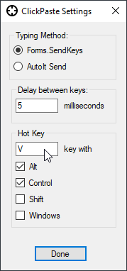 Settings dialog