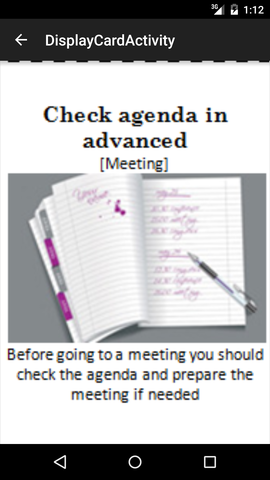 Check agenda in advance card