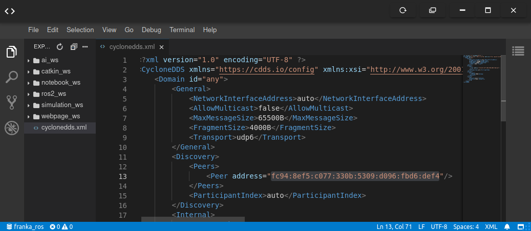 CycloneDDS XML configuration