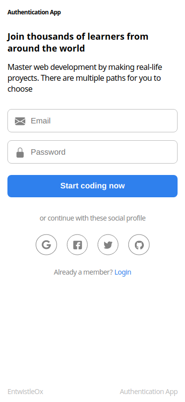 Desktop Preview for the Authentication App