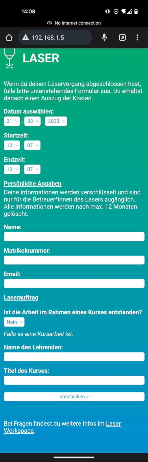 Interface für die Laserabrechnung