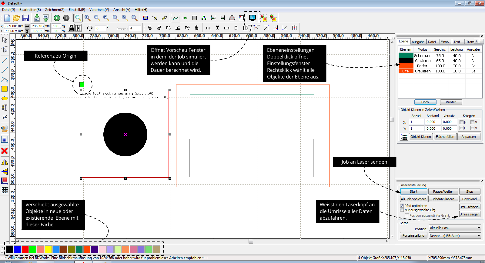 RDworks Software Oberfläche