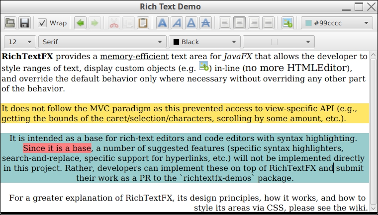 Screenshot of the RichText demo
