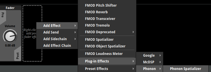 FMOD Plugin Selection