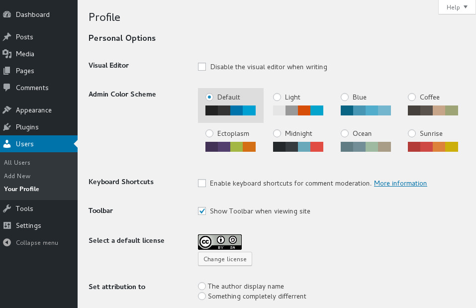 Author license chooser