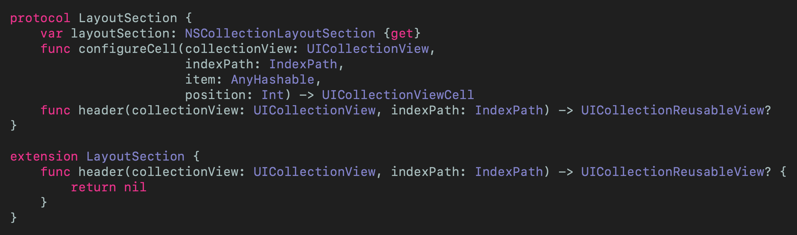 layoutsectionprotocol