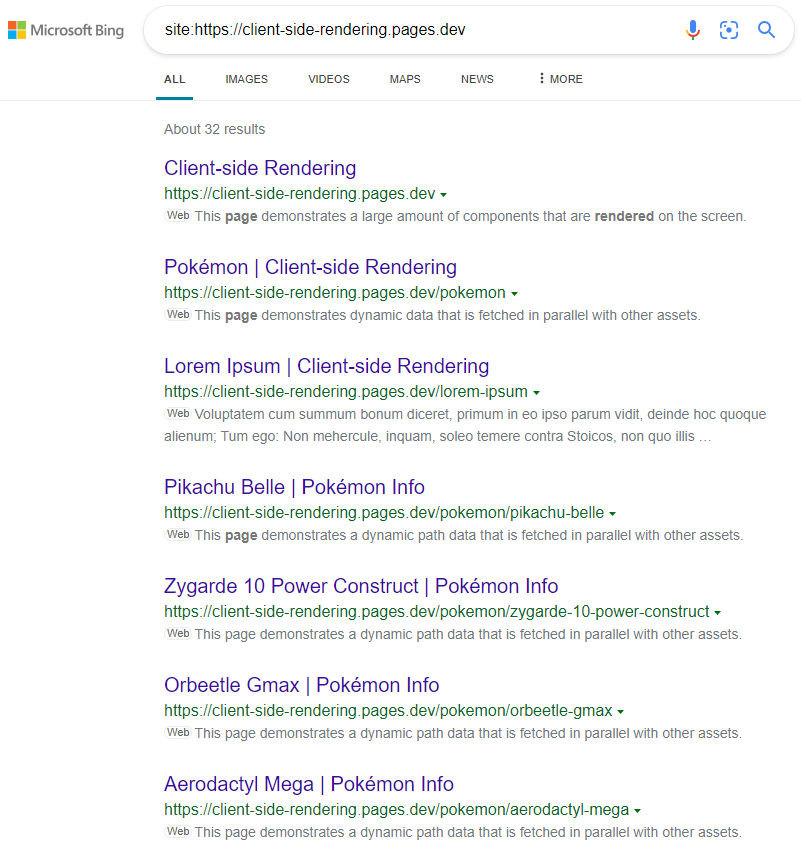 Bing Search Results