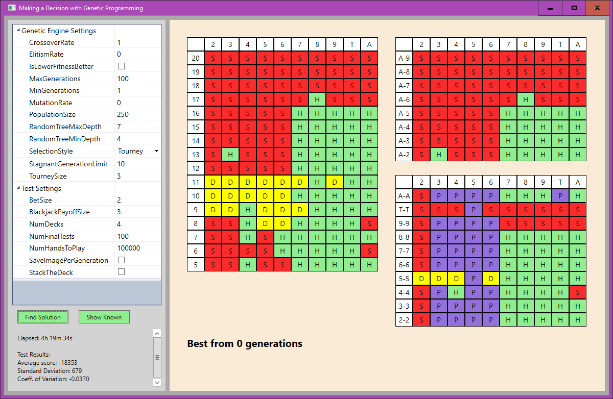 blackjack strategy program screenshot