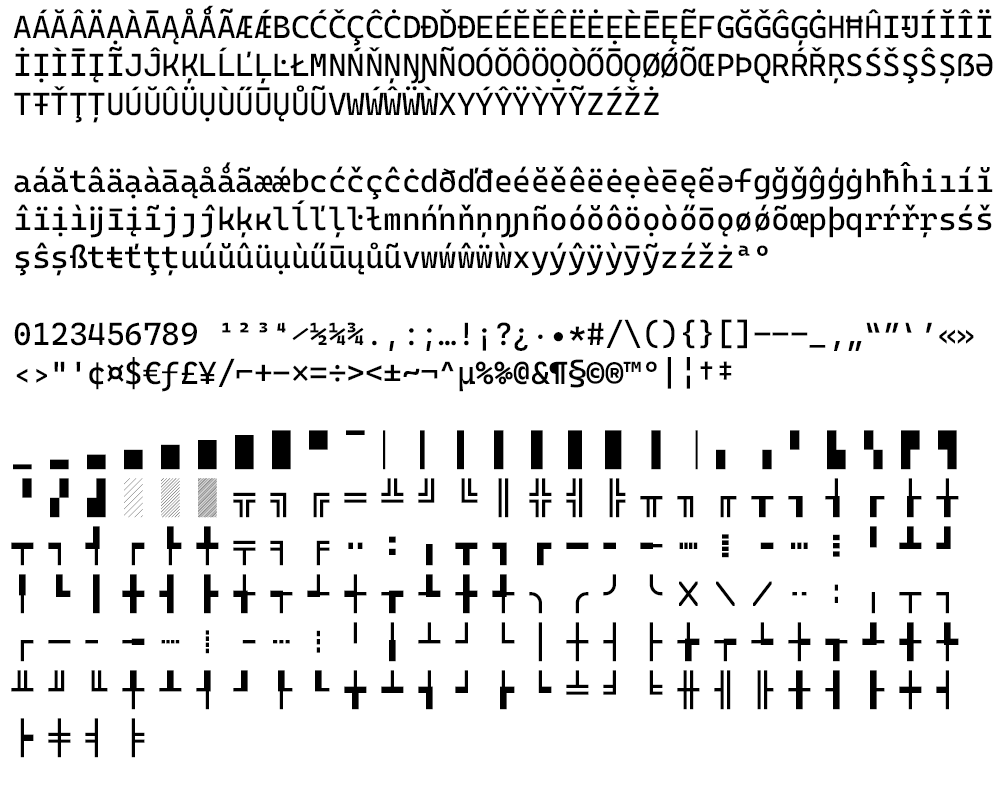 Cascadia Code Characters