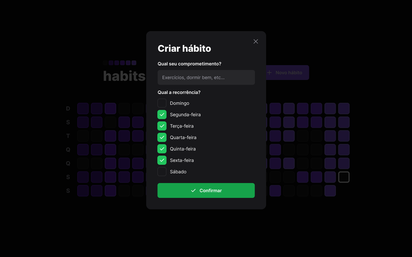 Create new habit modal