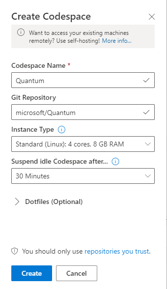 Codespaces settings