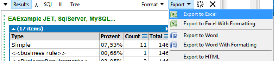 Export to Excel