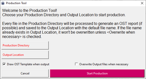 Production Tool Screen