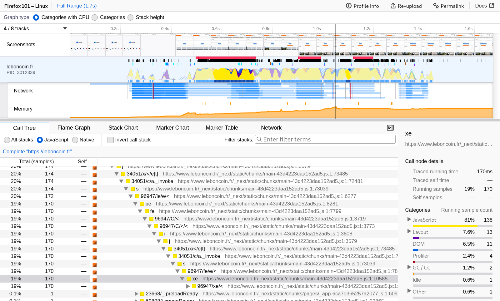 Screenshot of the Firefox Profiler