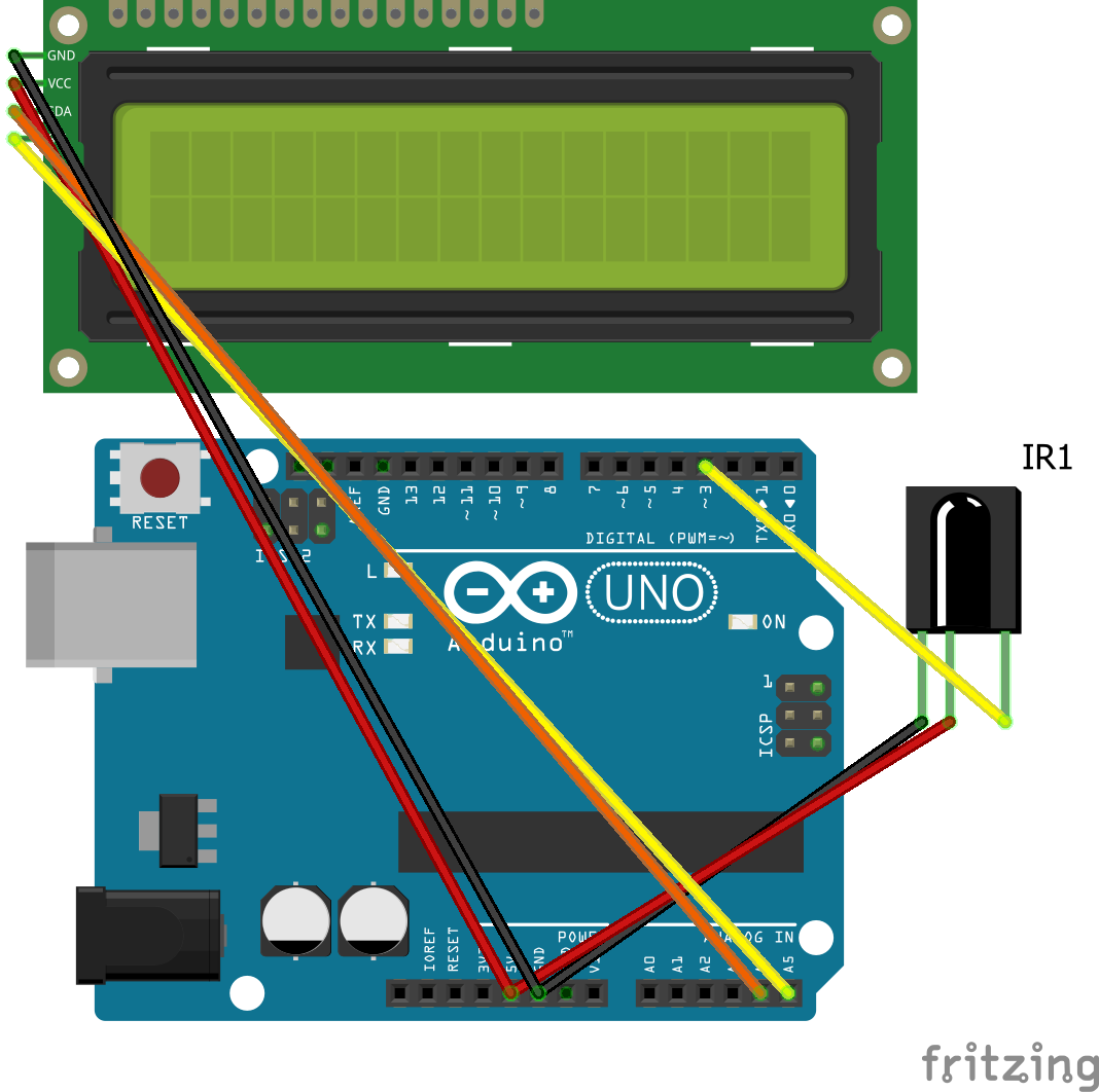 Fritzing schematic for Arduino Uno + LCD