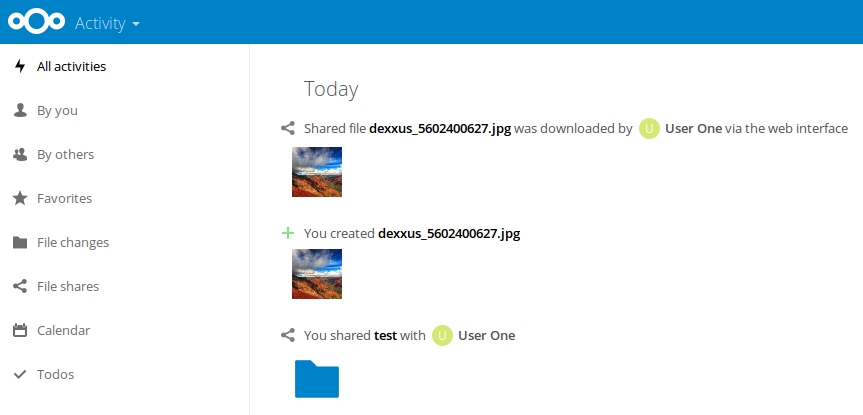 Shared file was downloaded by user via the web interface