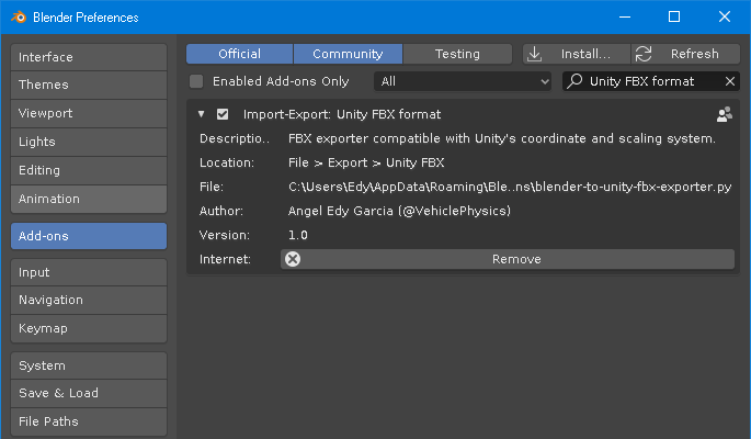 Blender To Unity FBX Exporter Add-On