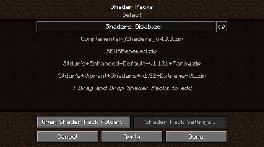 shaderpacksmenu