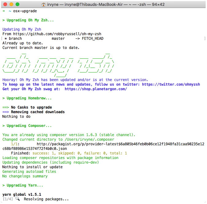 osx-upgrade.sh terminal screenshot