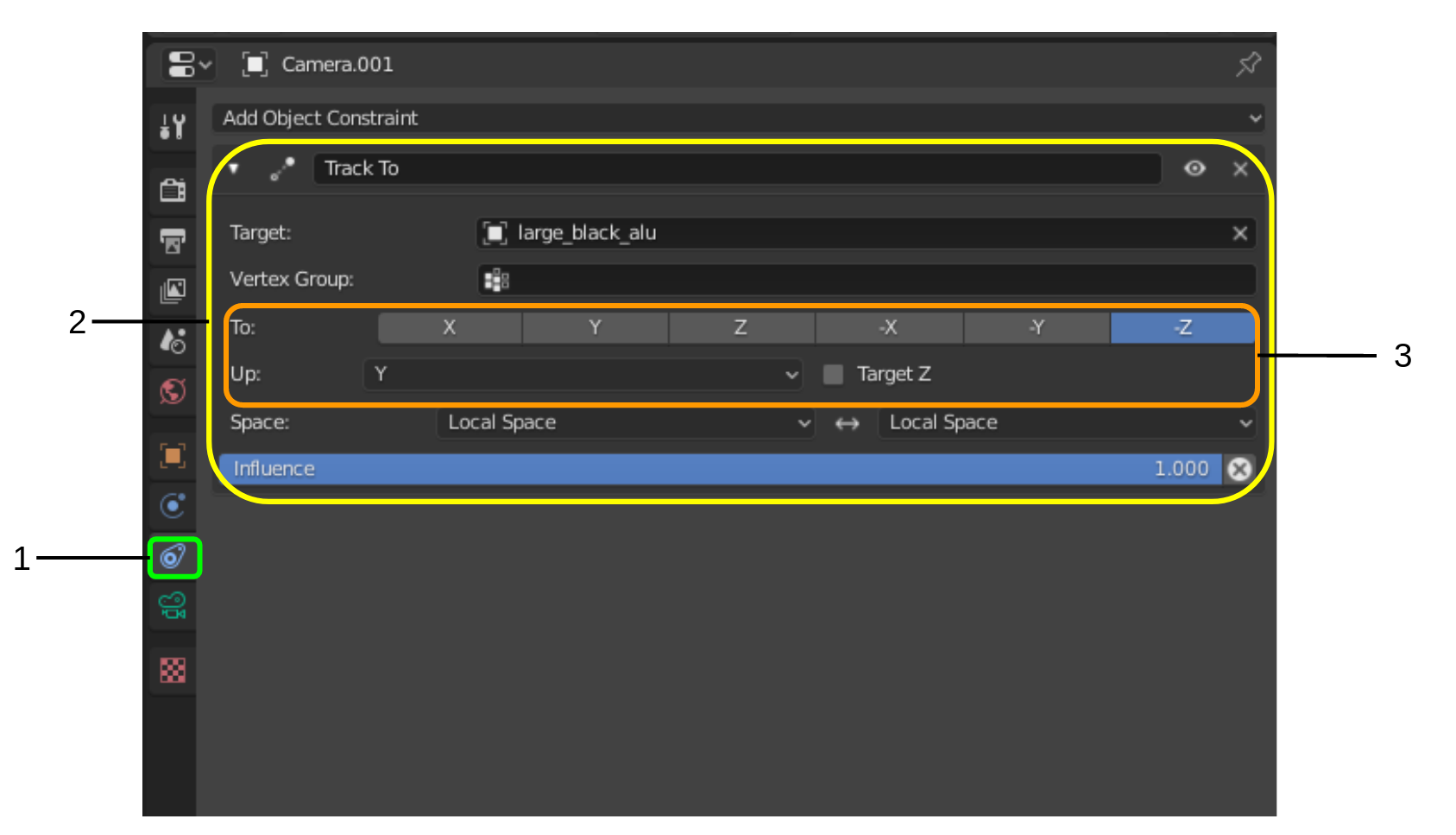 Adding a track to constraint