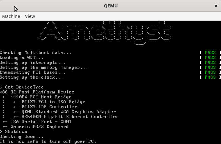 Screenshot of Amethyst Running in QEMU