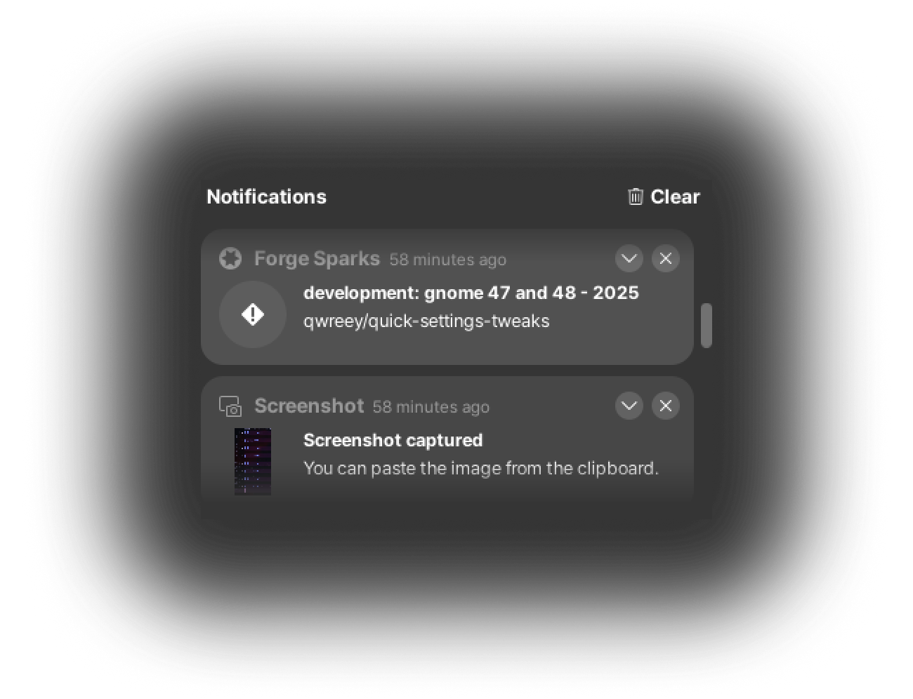 Notifications widget screenshot