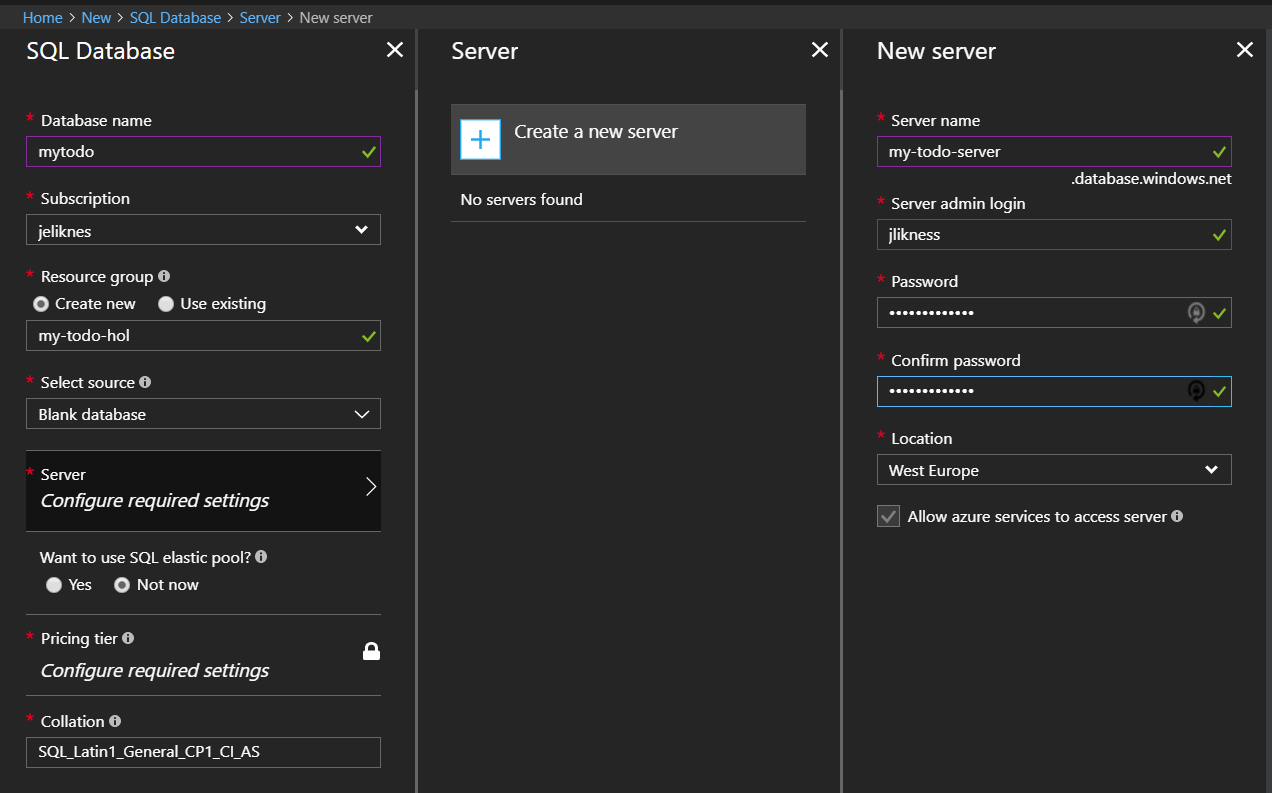 Configure server