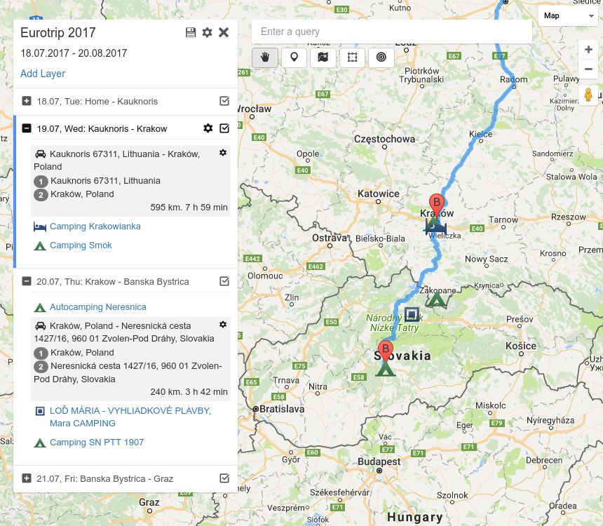 route planner vue demo screen