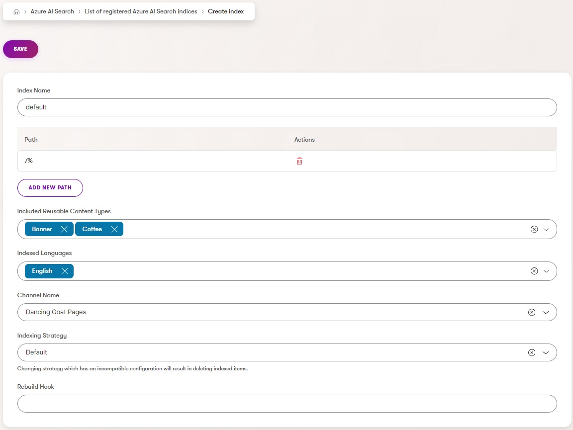 Administration search edit form