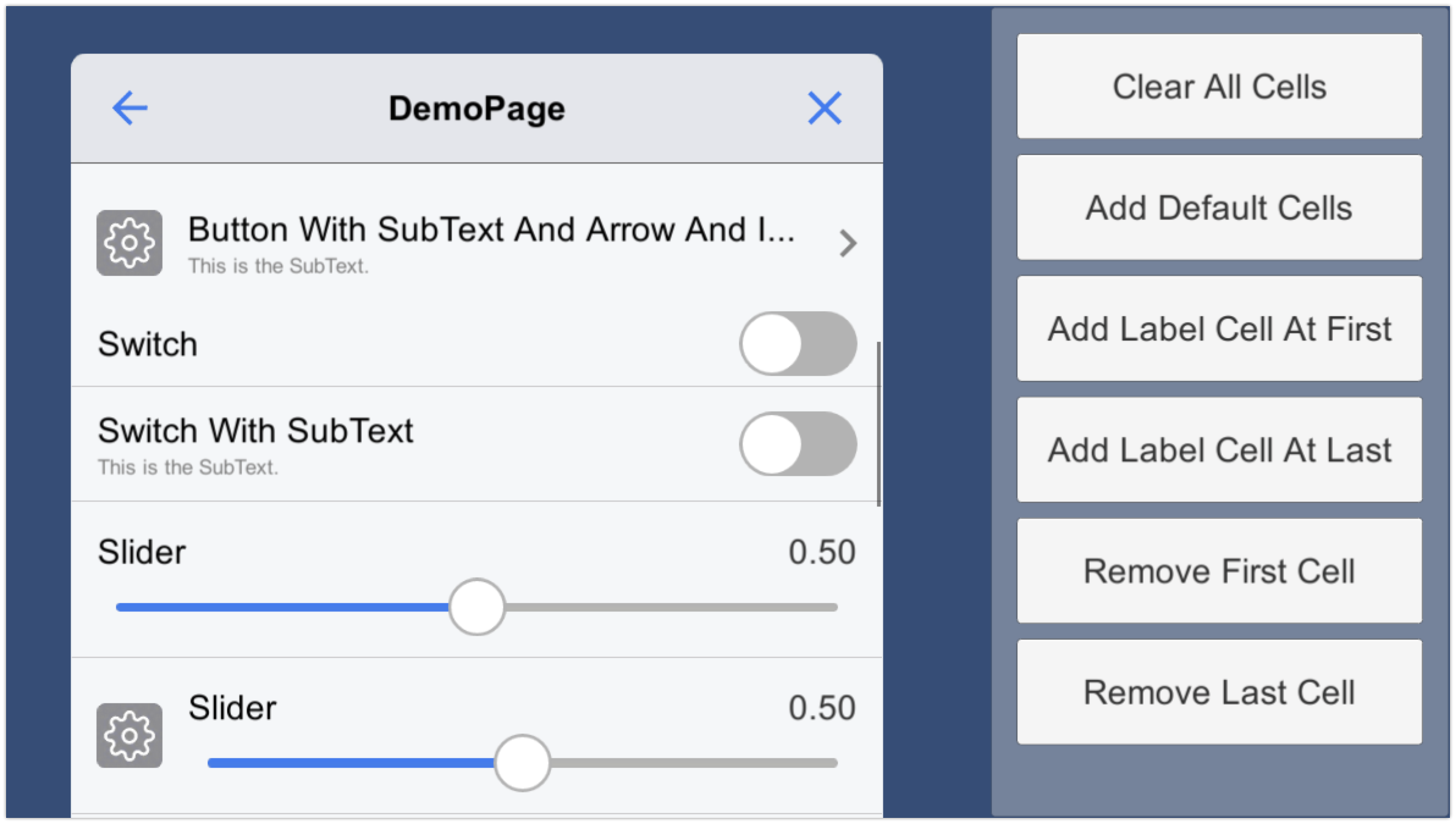 Default Cells Demo