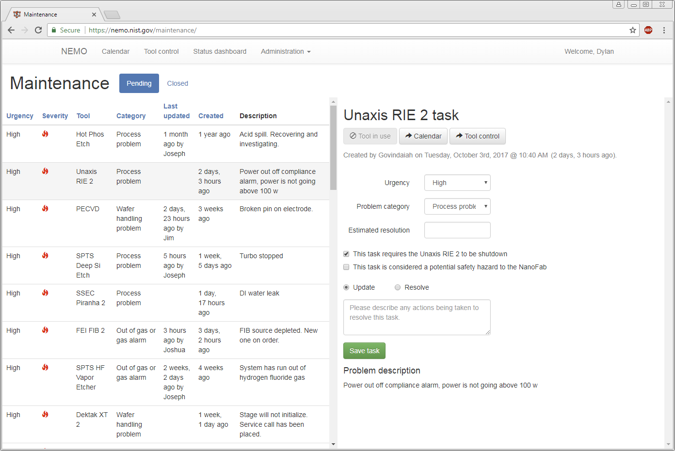 Maintenance tasks