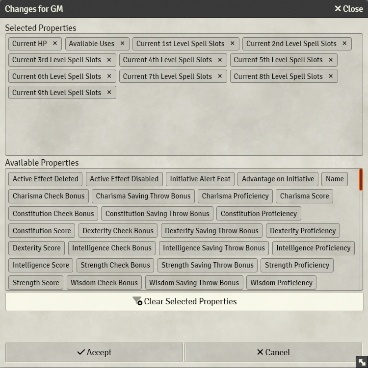 Change Log Changes for GM Form